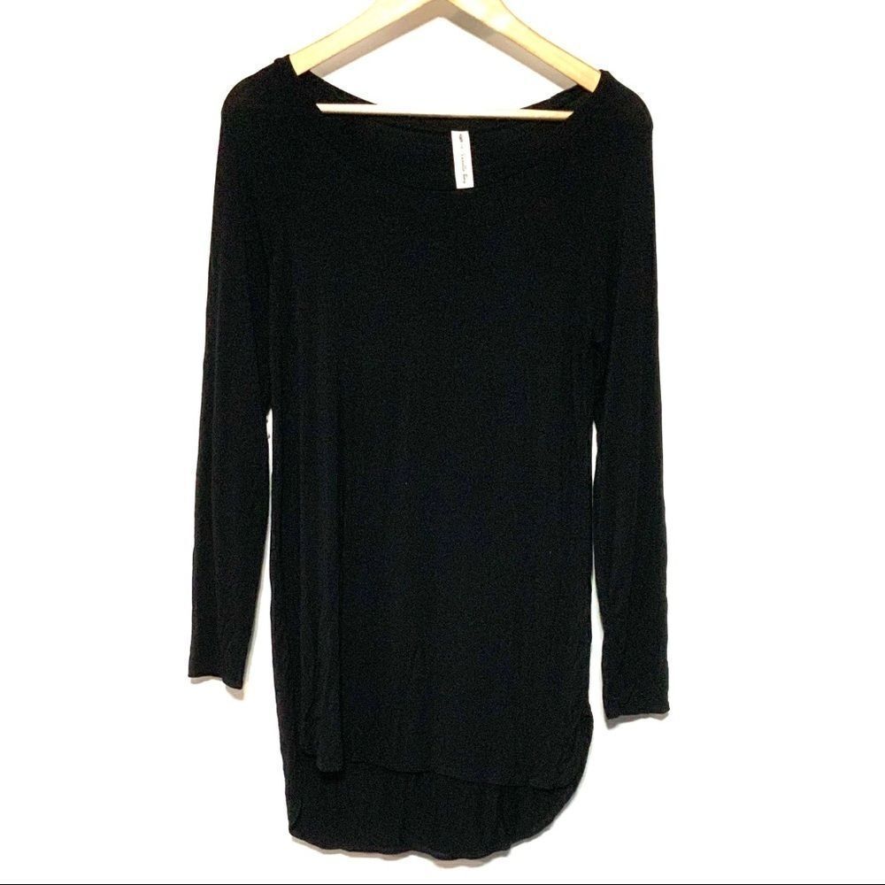 Black tunic length dress lace elbow patches small